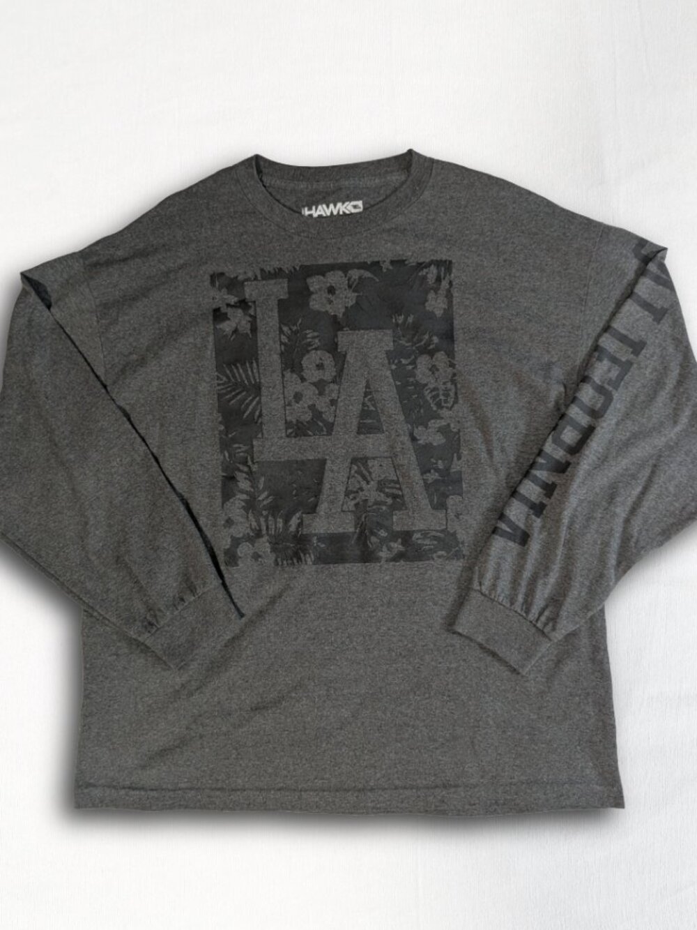 Tony Hawk Men's XXL Long Sleeve LA Graphic Tee Gray California Skate